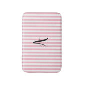 Gepersonaliseerde roze en witte stripe Bath Mat (Voorkant Verticaal)