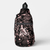 Gepersonaliseerde Roze en Zwarte Botanische Abstra Sling Bag (Voorkant)