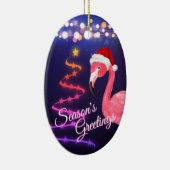 Gepersonaliseerde roze flamingo Beach Kerstmis Keramisch Ornament (Rechts)