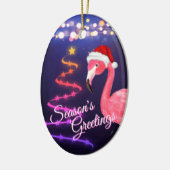 Gepersonaliseerde roze flamingo Beach Kerstmis Keramisch Ornament (Links)