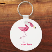 Gepersonaliseerde roze flamingo Bird Sleutelhanger (Voorkant)
