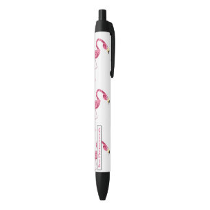 Gepersonaliseerde roze flamingo Bird Zwarte Inkt Pen