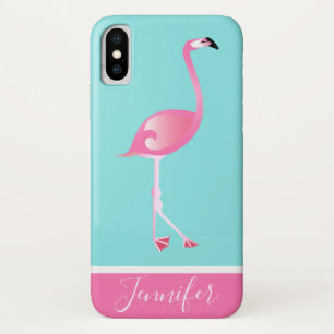 Gepersonaliseerde roze flamingo iPhone x hoesje