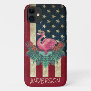 Gepersonaliseerde roze flamingo iPhone 11 hoesje