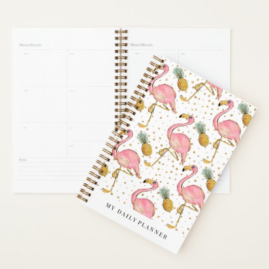 Gepersonaliseerde roze flamingo planner (Display)