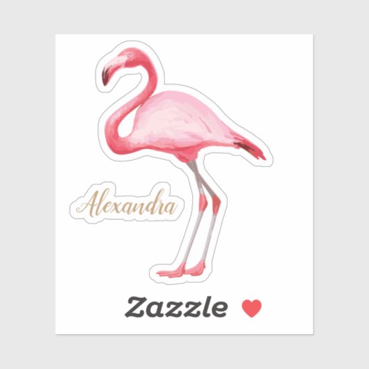 Gepersonaliseerde roze flamingo sticker (Vel)