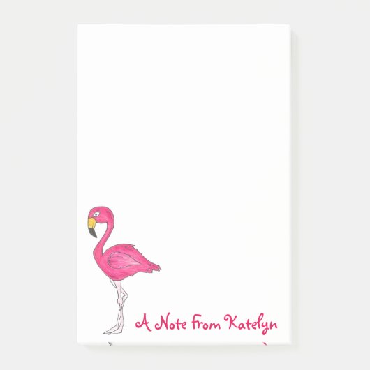 Gepersonaliseerde roze flamingo Tropical Island Bi Post-it® Notes (Voorkant)