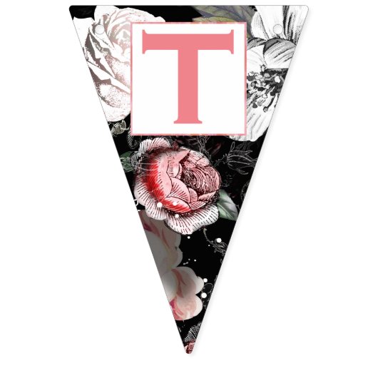 Gepersonaliseerde roze florale patten baby meisje vlaggetjes (Tweede vlag)