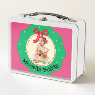 Gepersonaliseerde Roze Foto Lunchbox Aangepaste Na