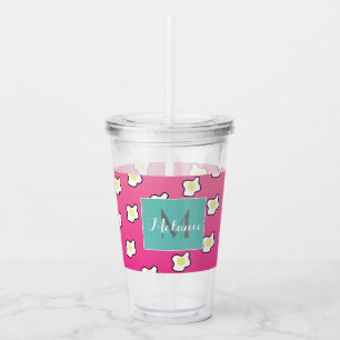 Gepersonaliseerde Roze Gebakken Eieren Ombre Monog Acryl Drinkbeker