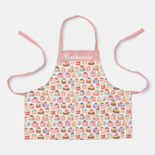 Gepersonaliseerde roze gelaagde cakes zoet Kind Schort