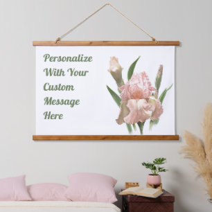 Gepersonaliseerde Roze Gerimpelde Iris Bloem Kunst Hangend Wandkleed
