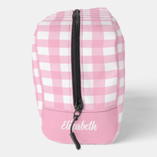 Gepersonaliseerde roze geruite plaid toilettasje (Rechts)