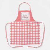 Gepersonaliseerde roze geruite vrouwen Schort (Voorkant)