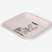 Gepersonaliseerde Roze Gestreepte Kwekerij Art - B Papieren Bordje (Gebogen)