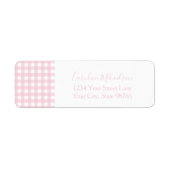 Gepersonaliseerde Roze Gingham Monogram Etiket (Voorkant)