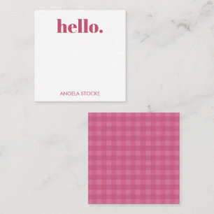 Gepersonaliseerde Roze Gingham Notitiekaartje