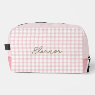 Gepersonaliseerde Roze Gingham Toilettas Toilettasje