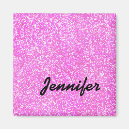 GEPERSONALISEERDE roze GIRLY GLITTER MET NAAM Magneet