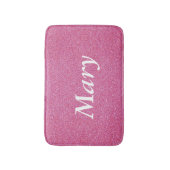 Gepersonaliseerde roze glitter badmat (Voorkant Verticaal)