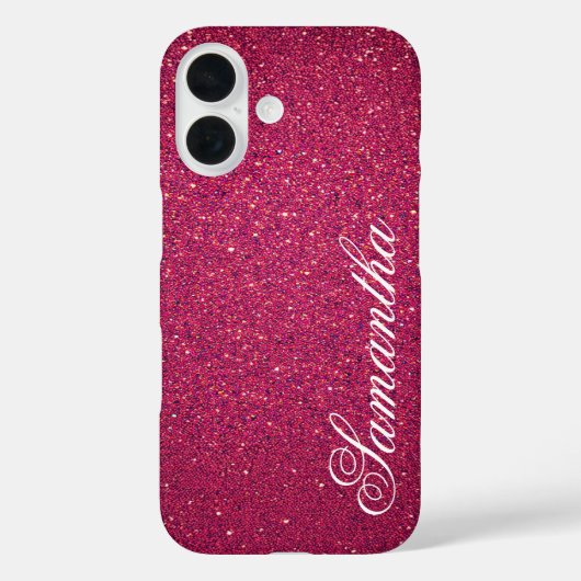 Gepersonaliseerde roze glitter Case-Mate iPhone case (Achterkant)