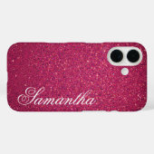 Gepersonaliseerde roze glitter Case-Mate iPhone case (Achterkant (horizontaal))