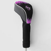 Gepersonaliseerde roze glitter golfheadcover (Schuin)