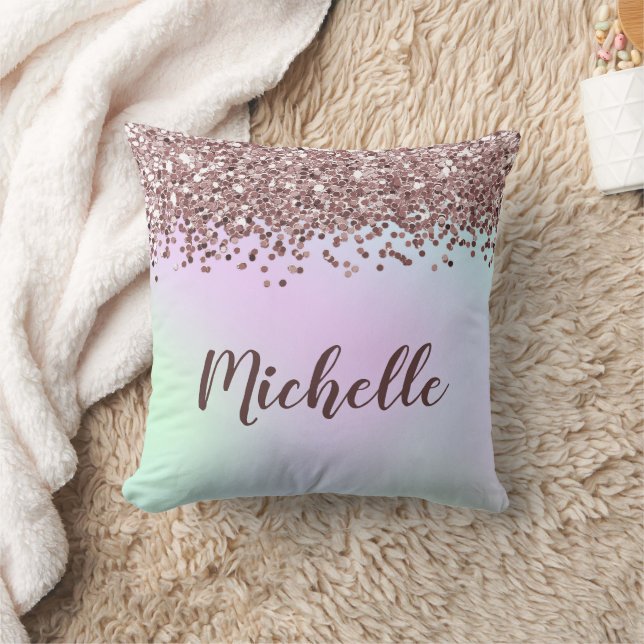 Gepersonaliseerde roze glitter kussen (Deken)