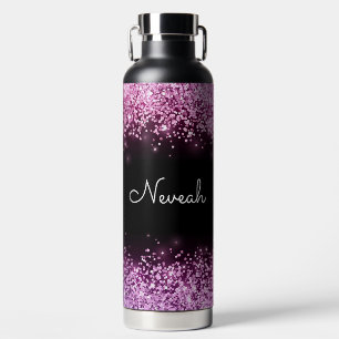 Gepersonaliseerde Roze Glitters Waterfles