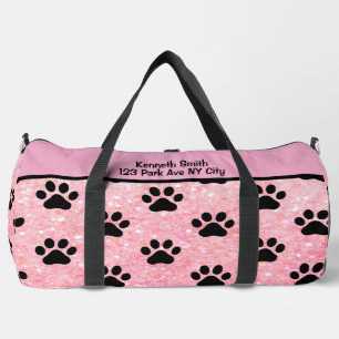 Gepersonaliseerde roze glitterspoor poot Monogram Plunjezak