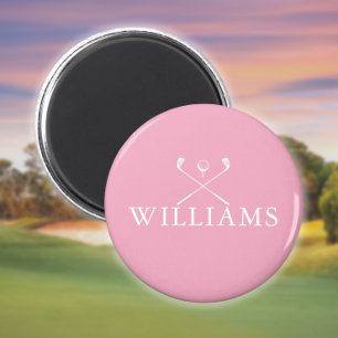 Gepersonaliseerde Roze Golfclubs met Naam Magneet