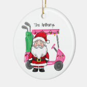 Gepersonaliseerde Roze Golfkar Kerstverlichting Keramisch Ornament (Links)
