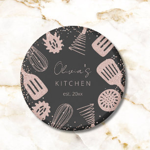 Gepersonaliseerde Roze Gouden Glitter Kookgerei Magneet