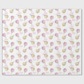 Gepersonaliseerde roze gouden heteluchtballonnen cadeaupapier (Vlak)