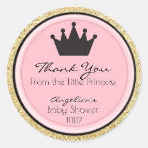 Gepersonaliseerde roze gouden prinses Baby shower  Ronde Sticker