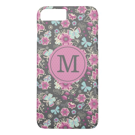 Gepersonaliseerde Roze Grijs  Bloem Case-Mate iPhone Case (Achterkant)