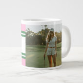 Gepersonaliseerde Roze & Groen Golf Custom foto Extra Grote Beker (Voorkant rechts)