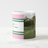 Gepersonaliseerde Roze & Groen Golf Custom foto Extra Grote Beker (Voorkant)