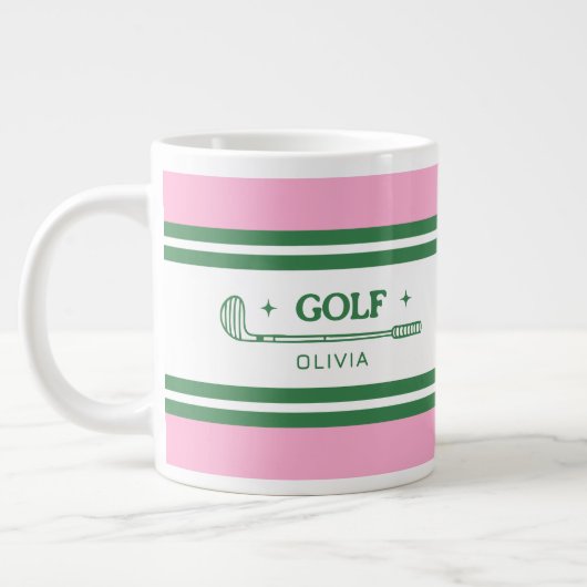Gepersonaliseerde Roze & Groen Golf Custom foto Extra Grote Beker (Links)
