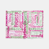 Gepersonaliseerde Roze/Groene Custom Name Collage Fleece Deken (Voorkant (Horizontaal))