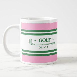 Gepersonaliseerde Roze & Groene Golf Custom Extra Grote Beker