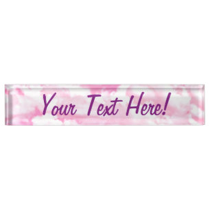 Gepersonaliseerde roze Happy Clouds Naambordje