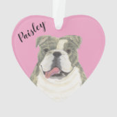 Gepersonaliseerde Roze Hart Brindle Engelse Bulldo Ornament (achterkant)