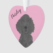 Gepersonaliseerde Roze Hart Flat Coated Retriever Ornament (voorkant)