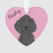 Gepersonaliseerde Roze Hart Flat Coated Retriever Ornament (achterkant)