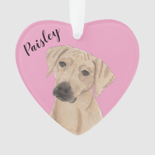 Gepersonaliseerde Roze Hart Rhodesian Ridgeback Ornament