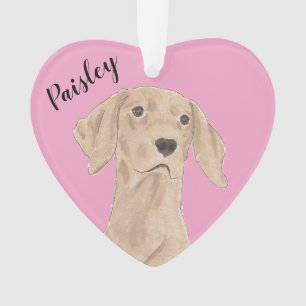 Gepersonaliseerde roze hart Vizsla Ornament