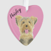 Gepersonaliseerde roze hart Yorkie Yorkshire Terri Ornament (voorkant)