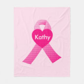 Gepersonaliseerde roze harten Borstkanker Fleece Deken (Voorkant)