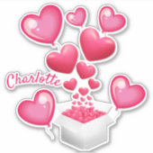 Gepersonaliseerde roze harten sticker (Voorkant)